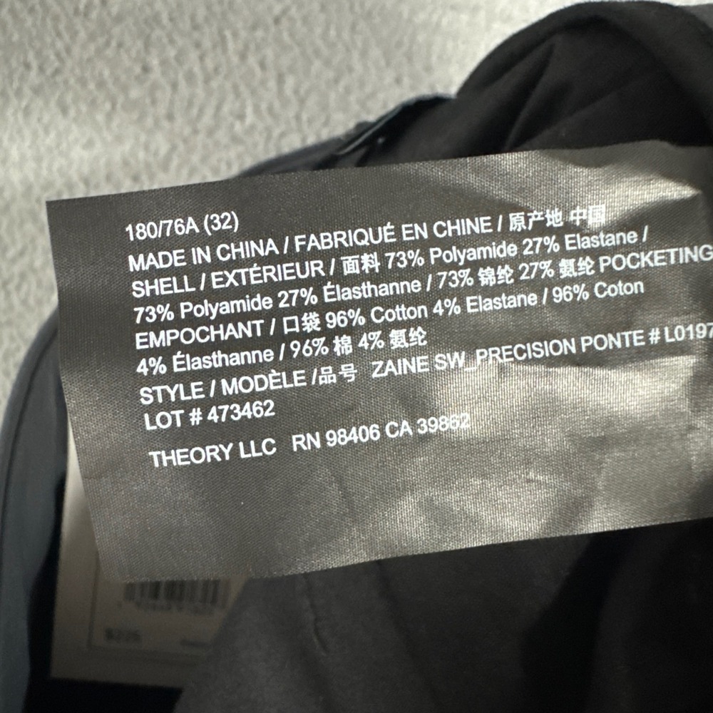 Theory Pants Mens 32x34 Basalt Grey Zaine Precision Ponte Slim Fit New MSRP 225$ - Picture 10 of 11